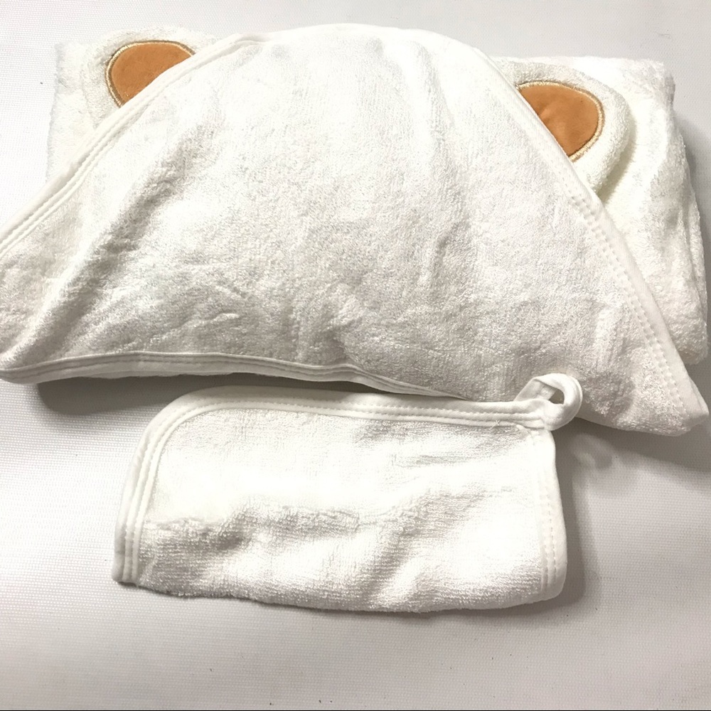 Baby Towel White With Wash Cloth New